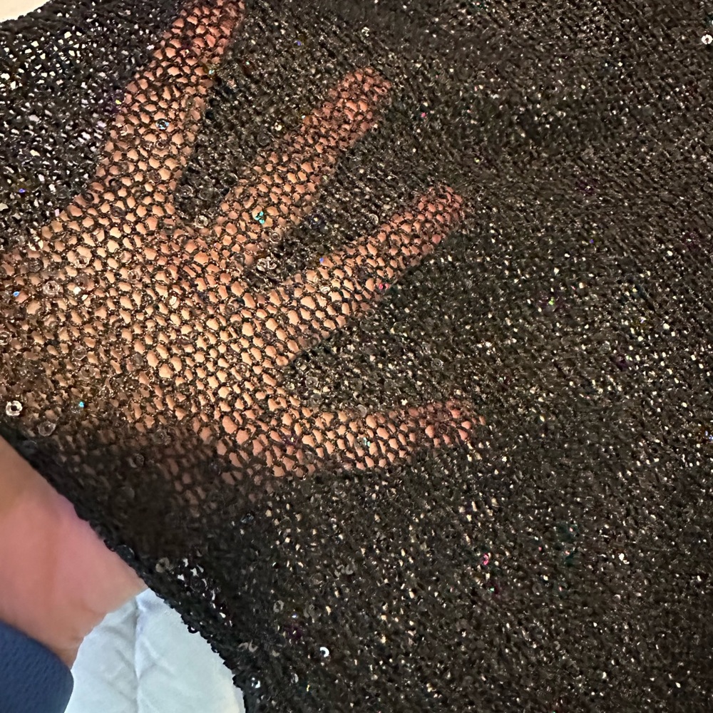 BCBG Asymmetrical, Knit, Sheer, Sequined, overlay top. - Picture 3 of 4
